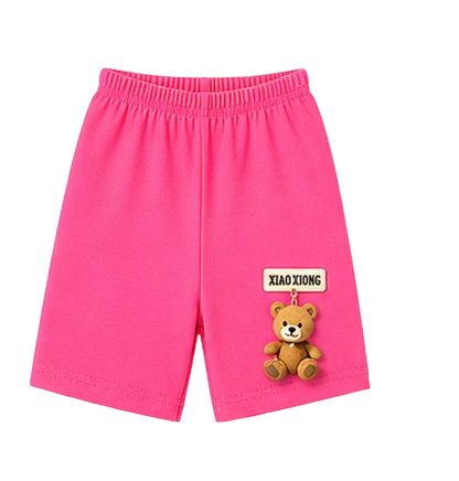 Girls’ Soft Cotton Hanging Teddy Bear Shorts – 2-PacK