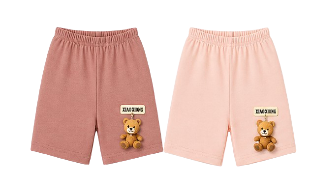 Girls’ Soft Cotton Hanging Teddy Bear Shorts – 2-PacK