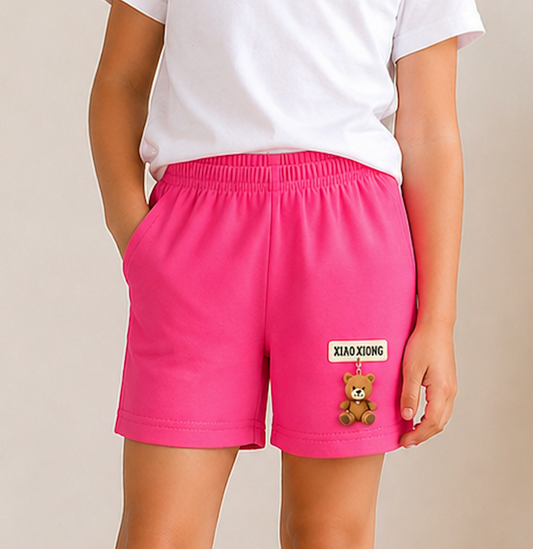 Girls’ Soft Cotton Hanging Teddy Bear Shorts – 2-PacK