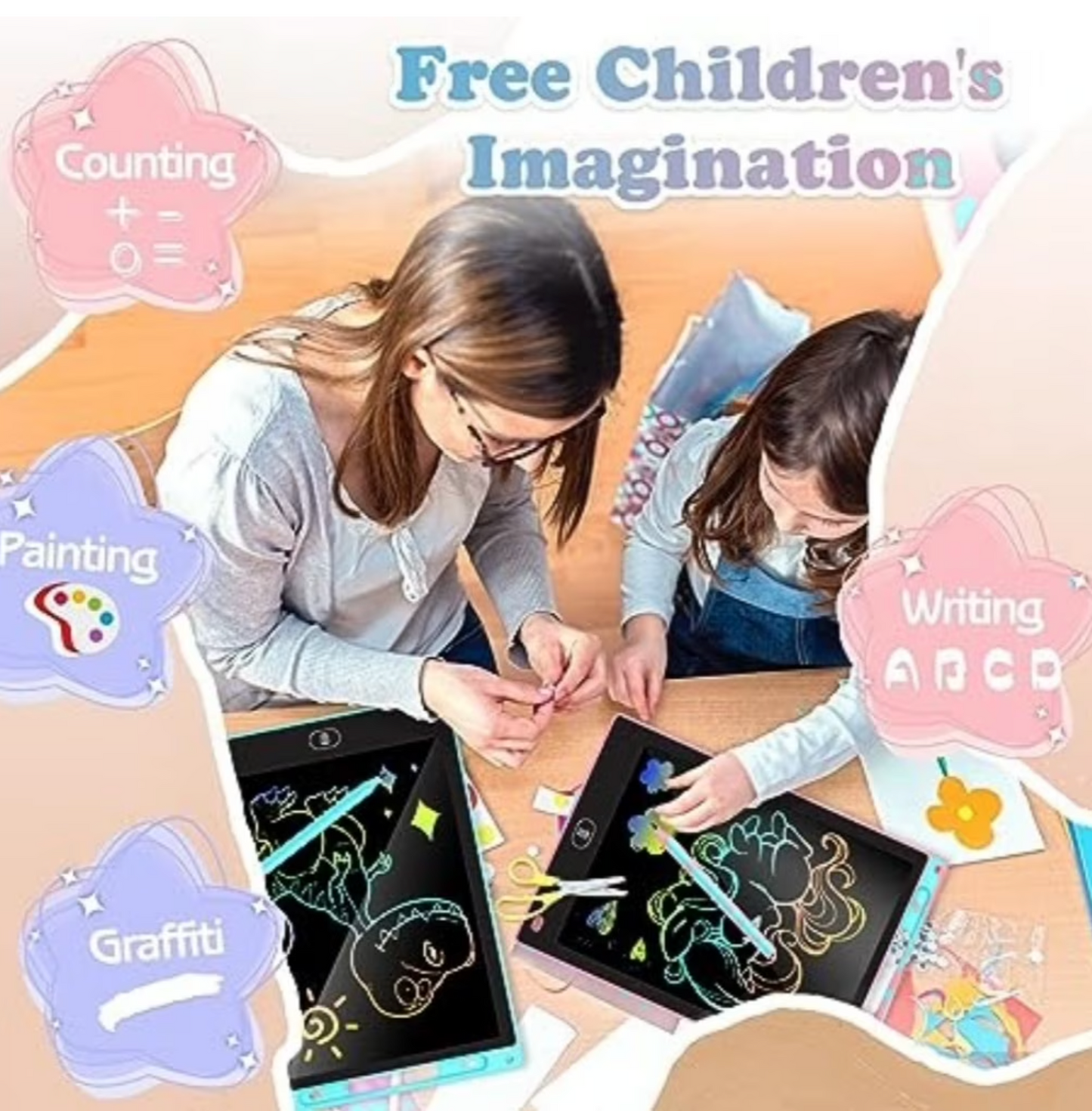 Portable 8.5-Inch LCD Writing Tablet for Kids – Drawing & Learning Pad with Stylus, 2-Pack
