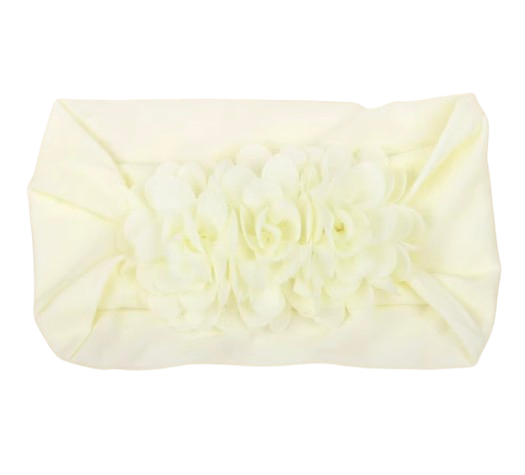 Soft Stretchy Baby Headband with Floral Turban Design – Newborn & Infant Hair Wrap (0–12 Months)