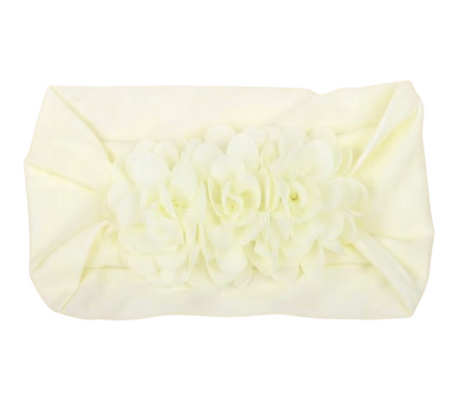 Soft Stretchy Baby Headband with Floral Turban Design – Newborn & Infant Hair Wrap (0–12 Months)