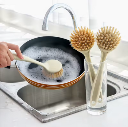 2-Pack Long Handle Kitchen Scrub Brush Non Slip Dish and Pot Cleaning Tool with Soft Bristles for Efficient Cleaning