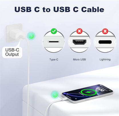 (2-Pack) 30W USB-C to USB-C Braided Fast Charging Cable – 3FT