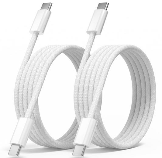 (2-Pack) 30W USB-C to USB-C Braided Fast Charging Cable – 3FT
