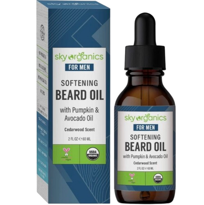 Sky Organics Organic Softening Beard Oil for Men, Cedarwood Scent, 2 fl oz