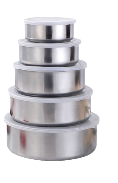 5-Piece Stainless Steel Airtight Food Storage Container Set