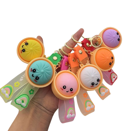 Cute Dumpling Squishy Keychains – 2-Pack Stress Relief Fidget Toys