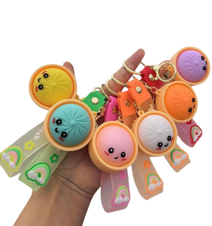Cute Dumpling Squishy Keychains – 2-Pack Stress Relief Fidget Toys
