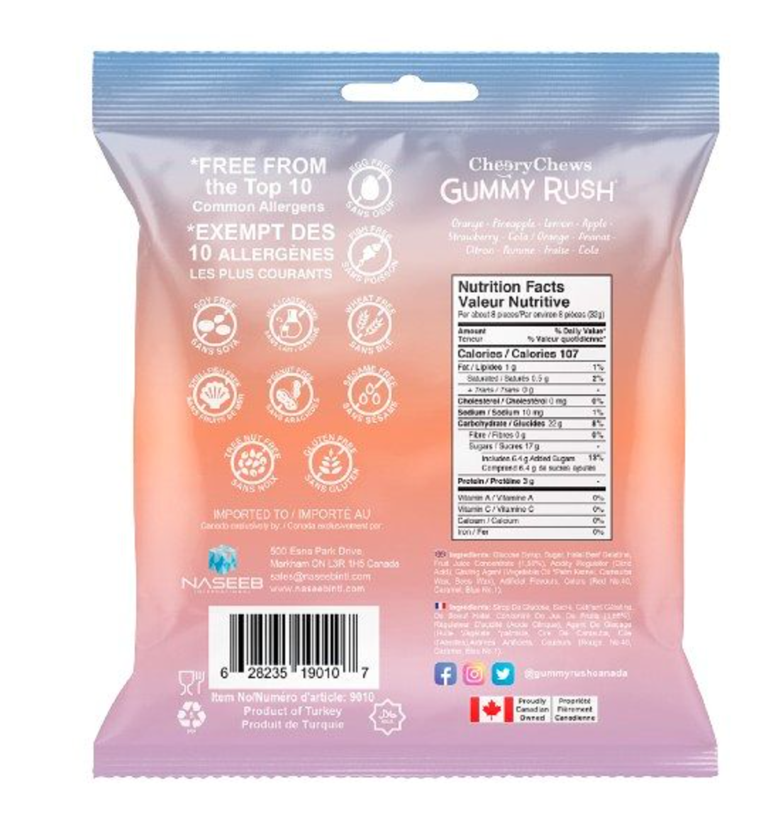 Gummy Rush Sour Party Mix Gummy Candy, 3.17 oz Bags, 2-Pack