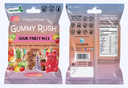 Gummy Rush Sour Party Mix Gummy Candy, 3.17 oz Bags, 2-Pack