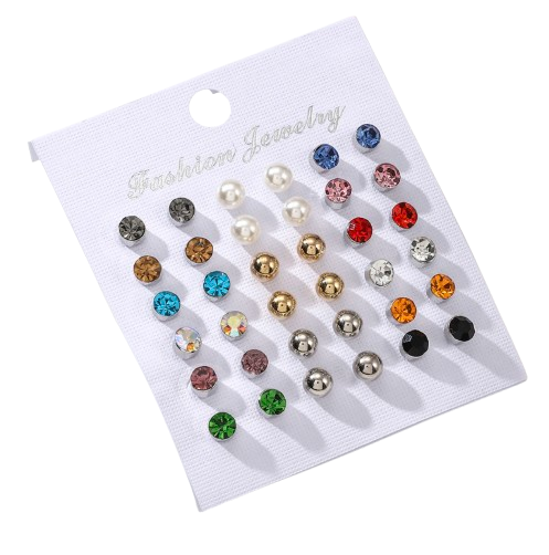 Crystal Stud Earring Set Multi Color Rhinestone Earrings 18 Pack Set