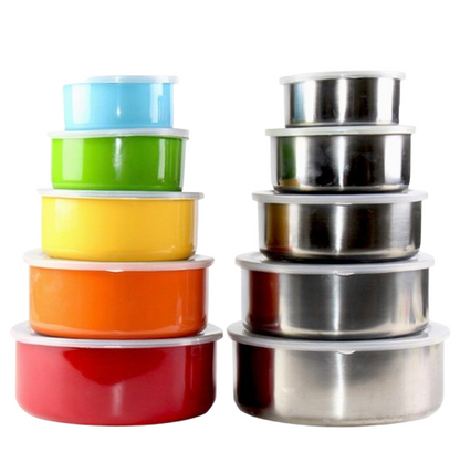 5-Piece Stainless Steel Airtight Food Storage Container Set