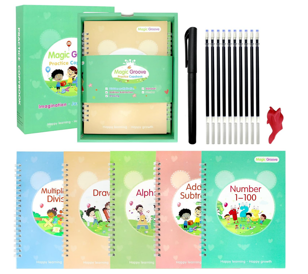 5-Piece Reusable Magic Groove Copybook Set