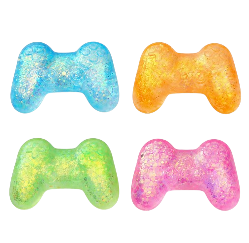 Game Controller Squishy Stress Relief Toys – 2-Pack Glitter Sensory Fidget Toys, Random Assorted Colors