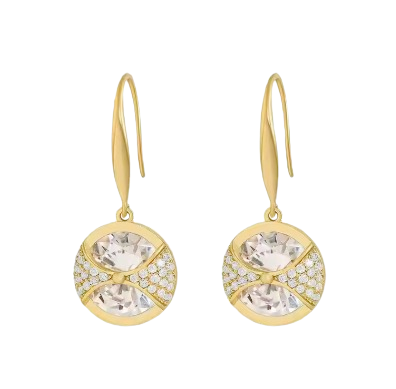 Safe Haven & CO Elegant Spider Web Gold-Plated Crystal Drop Earrings