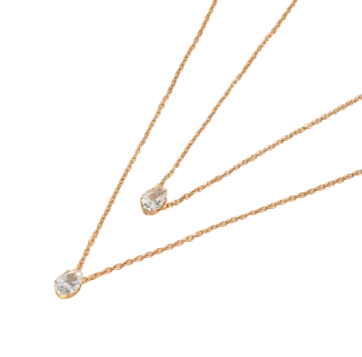 Safe Haven & CO Elegant Double-Layer Crystal Pendant Necklace