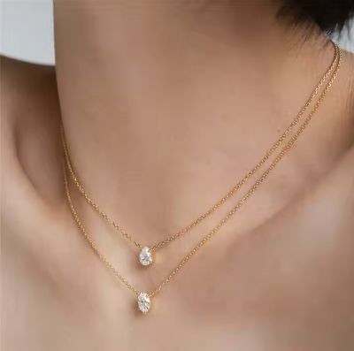 Safe Haven & CO Elegant Double-Layer Crystal Pendant Necklace