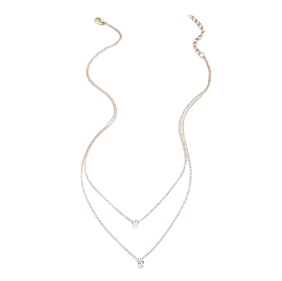 Safe Haven & CO Elegant Double-Layer Crystal Pendant Necklace