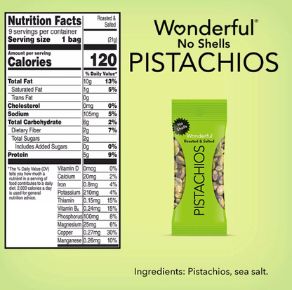 2-Pack of Wonderful Pistachios – No Shells Variety