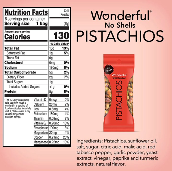 2-Pack of Wonderful Pistachios – No Shells Variety