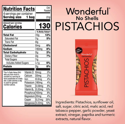 2-Pack of Wonderful Pistachios – No Shells Variety