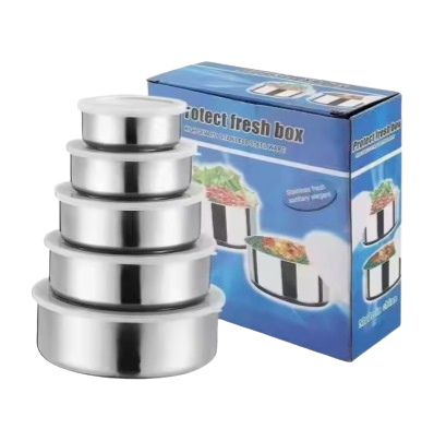 5-Piece Stainless Steel Airtight Food Storage Container Set