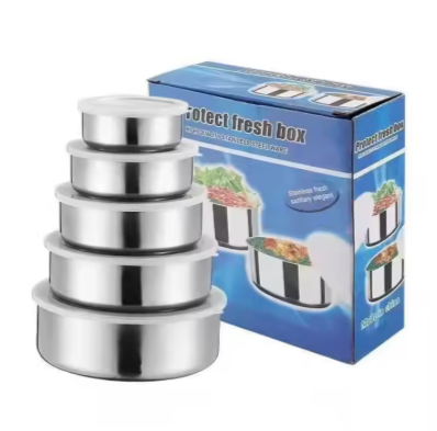 5-Piece Stainless Steel Airtight Food Storage Container Set