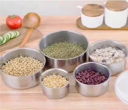 5-Piece Stainless Steel Airtight Food Storage Container Set