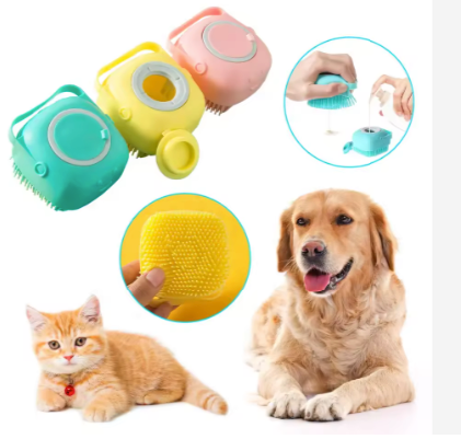 Silicone Pet Bath Brush with Shampoo Dispenser