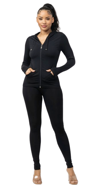 Julia by LoveJ Women's Seamless Zip-Up Hoodie Jacket & Leggings Set (2-Piece)