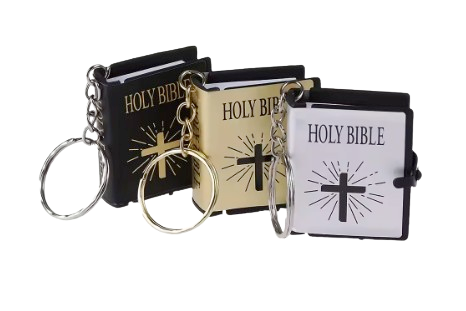Mini English Holy Bible Keychain with Cross Cover – Pocket Scripture Book Keyring