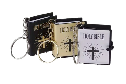 Mini English Holy Bible Keychain with Cross Cover – Pocket Scripture Book Keyring