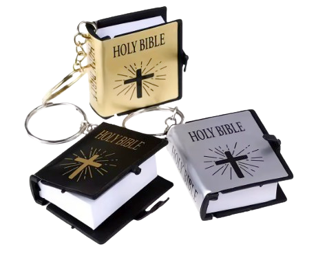Mini English Holy Bible Keychain with Cross Cover – Pocket Scripture Book Keyring