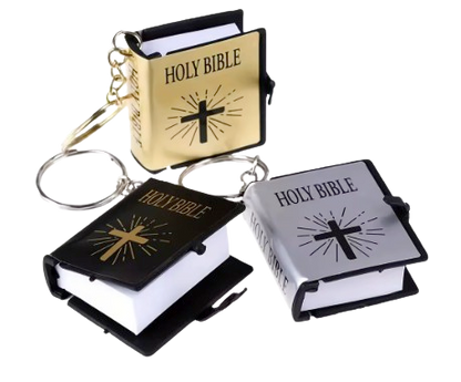 Mini English Holy Bible Keychain with Cross Cover – Pocket Scripture Book Keyring