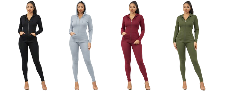 Julia by LoveJ Women's Seamless Zip-Up Hoodie Jacket & Leggings Set (2-Piece)