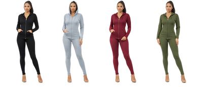 Julia by LoveJ Women's Seamless Zip-Up Hoodie Jacket & Leggings Set (2-Piece)