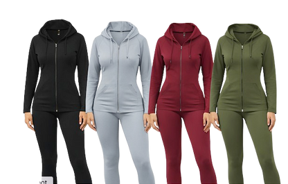 Julia by LoveJ Women's Seamless Zip-Up Hoodie Jacket & Leggings Set (2-Piece)
