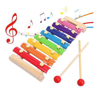 Safe Haven & CO 8-Note Rainbow Xylophone with Wooden Mallets – Musical Toy for Kids