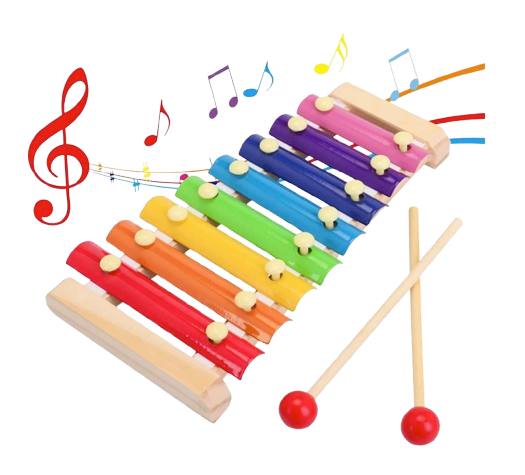 Safe Haven & CO 8-Note Rainbow Xylophone with Wooden Mallets – Musical Toy for Kids