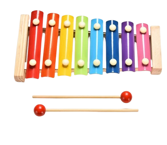 Safe Haven & CO 8-Note Rainbow Xylophone with Wooden Mallets – Musical Toy for Kids