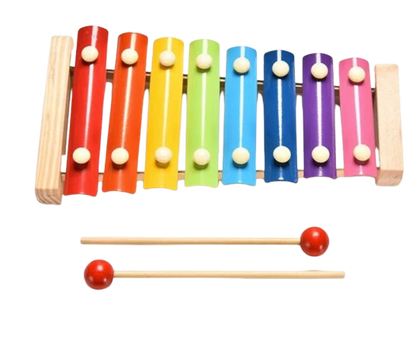 Safe Haven & CO 8-Note Rainbow Xylophone with Wooden Mallets – Musical Toy for Kids