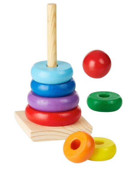 Safe Haven & CO Wooden Stacking Ring Toy – Educational Rainbow Baby Stacker