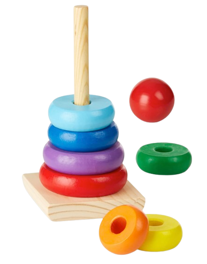 Safe Haven & CO Wooden Stacking Ring Toy – Educational Rainbow Baby Stacker