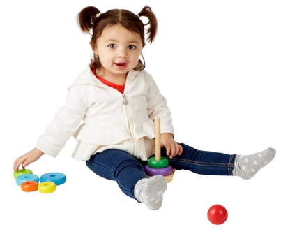 Safe Haven & CO Wooden Stacking Ring Toy – Educational Rainbow Baby Stacker