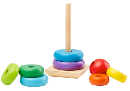 Safe Haven & CO Wooden Stacking Ring Toy – Educational Rainbow Baby Stacker