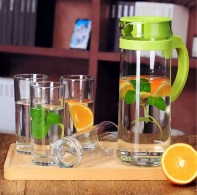 5-Piece Household Glass Water Pitcher & Tumbler Set