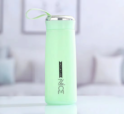 NICE 16 oz (400ml) Pastel Glass Vacuum Insulated Bottle with Protective Silicone Sleeve
