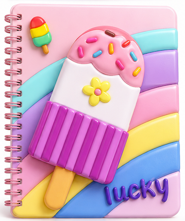 3D Cartoon Ice Cream Spiral Notebook