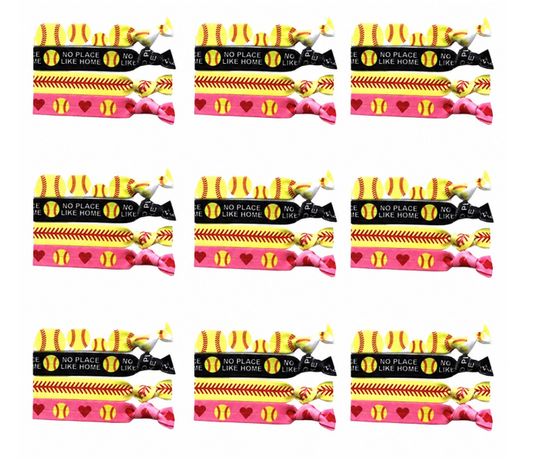 Softball Hair Tie Set – 9 Packs of 4 Elastic Bands for Game Day or Everyday Wear